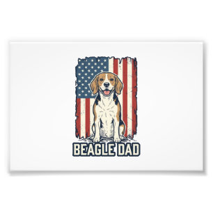Beagle Vader Patriottische Vintage Gravure Honden Foto Afdruk