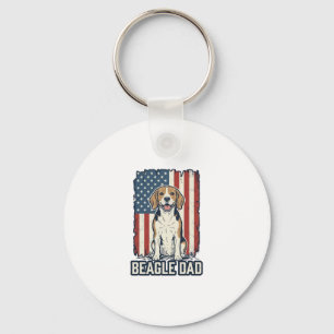 Beagle Vader Patriottische Vintage Gravure Honden Sleutelhanger