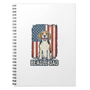 Beagle Vader Patriottische Vintage Gravure Hondeno Notitieboek