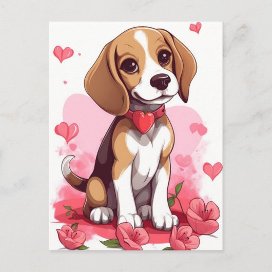 Beagle Valentijnsdag Briefkaart (Voorkant)