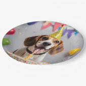 Beagle verjaardagsfeestje papieren bordje (Gekanteld)