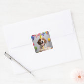 Beagle verjaardagsfeestje vierkante sticker (Envelop)