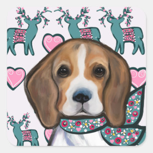 Beagle Vierkante Sticker