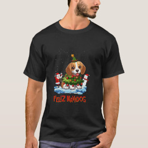 Beagle Vrolijke Kerstboom Lichten Hond X Mas Honde T-shirt