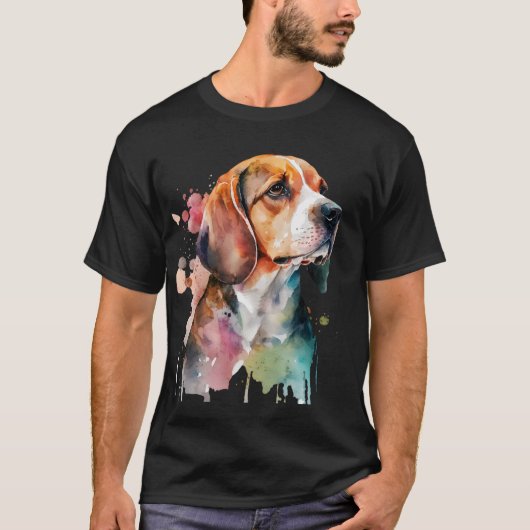 Beagle Waterverf Tshirt Design (Voorkant)