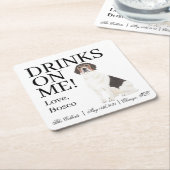 Beagle Wedding Vierkante Kartonnen Onderzetter (Schuin)