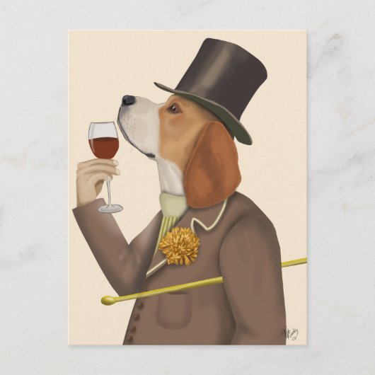Beagle Wine Snob Briefkaart (Voorkant)