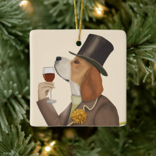 Beagle Wine Snob Keramisch Ornament