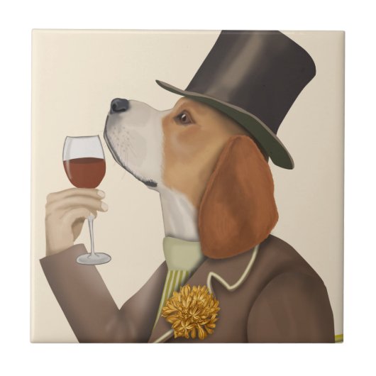 Beagle Wine Snob Tegeltje (Voorkant)