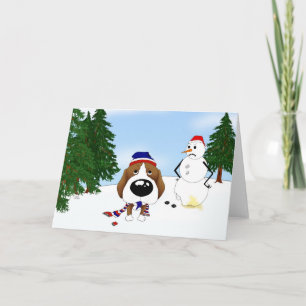 Beagle Winter Scene Feestdagen Kaart