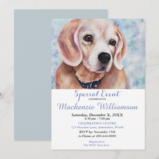 BEAGLE WISHES HAPPY BIRTHDAY KAART (Voorkant / Achterkant)