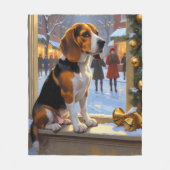 Beagle With Christmas Lights Holiday Fleece Deken (Voorkant)
