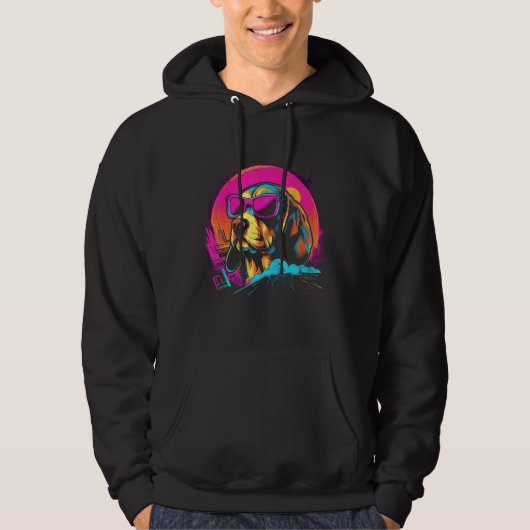 Beagle with Sunglasses Retro Design Hoodie (Voorkant)