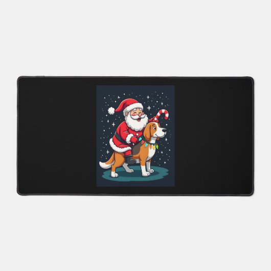 Beagle Xmas Éclairage Père Noël équitation Beagle (Recto)