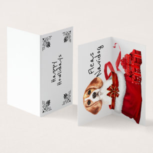Beagle Xmas hond in Santa zak met doe-het-zelf wen Kaart
