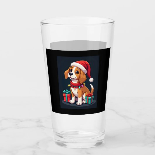 Beagle Xmas Verlichting Santa Beagle Dog Christmas Glas (Voorkant)