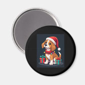 Beagle Xmas Verlichting Santa Beagle Dog Christmas Magneet (Voorkant / Achterkant)