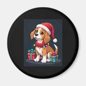 Beagle Xmas Verlichting Santa Beagle Dog Christmas Magneet (Voorkant)