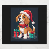 Beagle Xmas Verlichting Santa Beagle Dog Christmas Sparkling Wijnetiket (Enkel label)