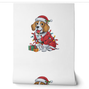 Beagle Xmas Verlichting Santa Beagle Dog Kerstmis Behang