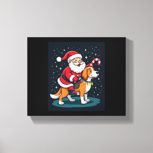 Beagle Xmas Verlichting Santa Riding Beagle Dog Ch Canvas Afdruk (Voorkant)