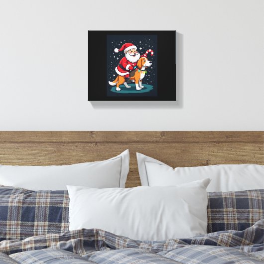 Beagle Xmas Verlichting Santa Riding Beagle Dog Ch Canvas Afdruk (Insitu (Slaapkamer))