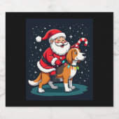 Beagle Xmas Verlichting Santa Riding Beagle Dog Ch Sparkling Wijnetiket (Enkel label)