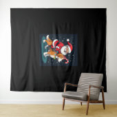 Beagle Xmas Verlichting Santa Riding Beagle Dog Ch Wandkleed (In Situ (horizontaal))