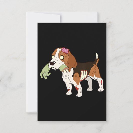 Beagle Zombie Hand Funny Dog Halloween Gift RSVP Kaartje (Voorkant)