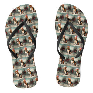 Beaglehond in Sneeuw Kerstmis Teenslippers