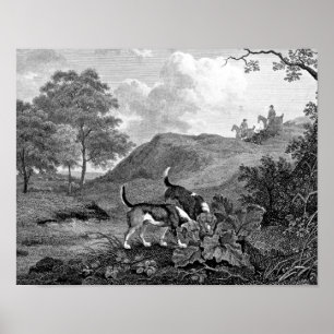 Beagles Black en White  Art Poster