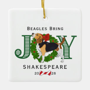Beagles Brengen Vreugde Krans Keramisch Ornament