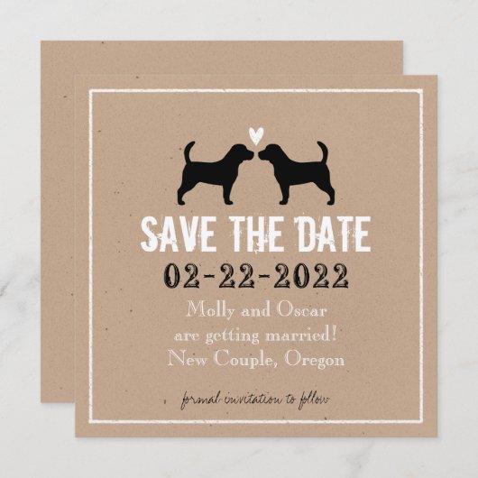 Beagles Bruiloft Bewaar de datum Kaart (Voorkant / Achterkant)