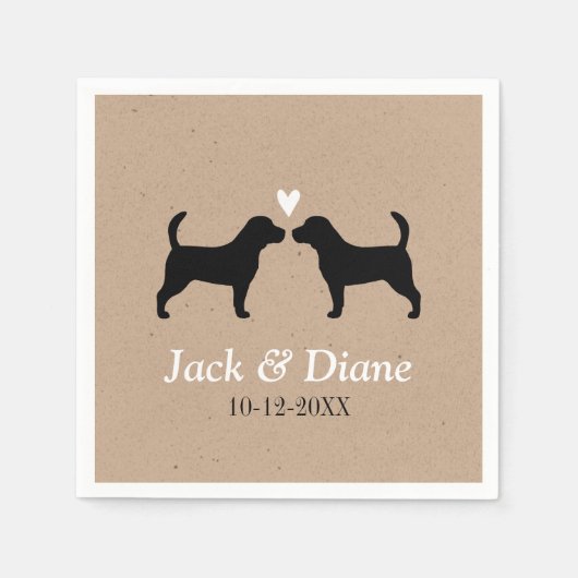 Beagles bruiloft paar met aangepaste tekst servetten (Voorkant)