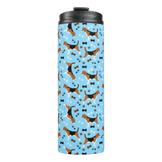 Beagles Dog Pattern Blue Pawprints Thermosbeker