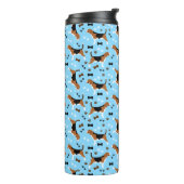 Beagles Dog Pattern Blue Pawprints Thermosbeker (Gedraaid links)