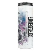 Beagle's Grijswaarde Bloemen Charm Thermosbeker (Achterkant)