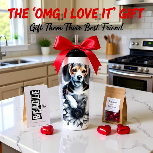 Beagle's Grijswaarde Bloemen Charm Thermosbeker
