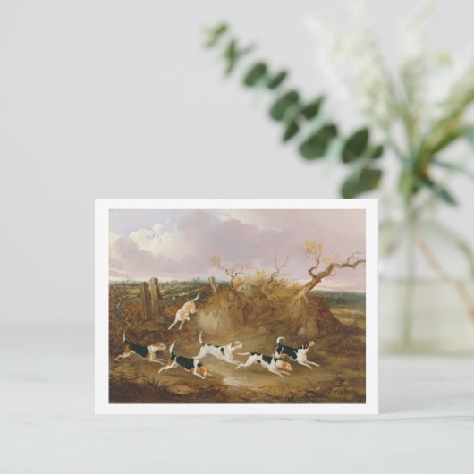 Beagles in volle wasmachine, 1845 (olie op doek) briefkaart (Staand voorkant)