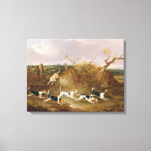 Beagles in volle wasmachine, 1845 (olie op doek) canvas afdruk