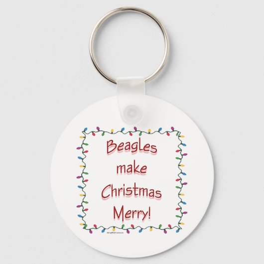 Beagles maken Kerstmis Vrolijke Sleutelhanger (Voorkant)