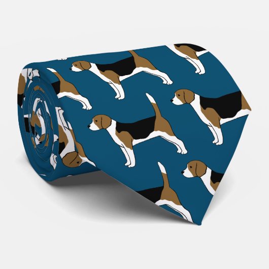 Beagles Pattern Blue Schattige Hondenliefhebber Stropdas (Opgerold)