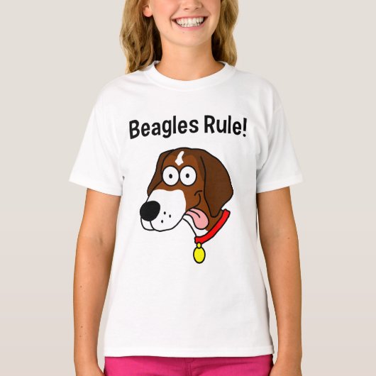 "Beagles Rule!" Meisjes ringer T-shirt (Voorkant)