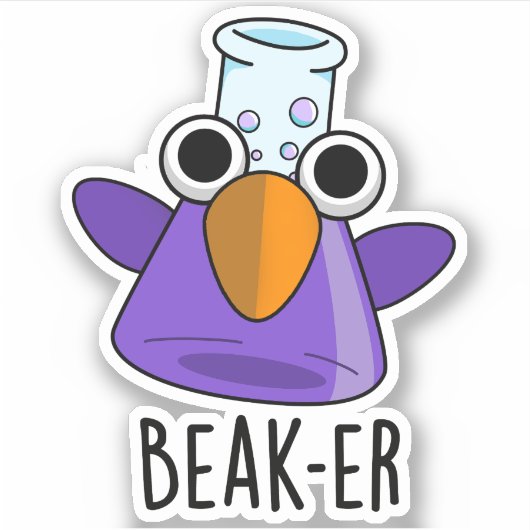Beak-er Funny Chemistry Pun Sticker (Voorkant)