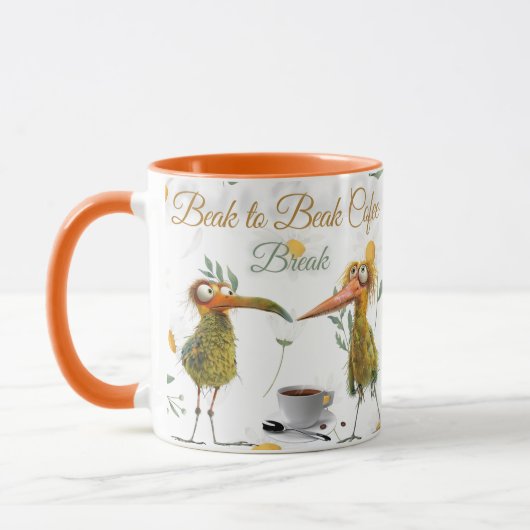 Beak to Beak koffiepauze - Funny Bird Coffee Mok (Links)