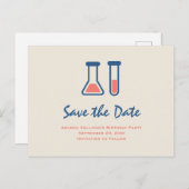Beaker & Test Tube Science dacht de datum op te sl Uitnodiging Briefkaart (Voorkant / Achterkant)