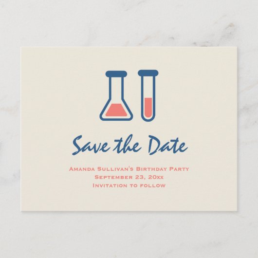 Beaker & Test Tube Science dacht de datum op te sl Uitnodiging Briefkaart (Voorkant)