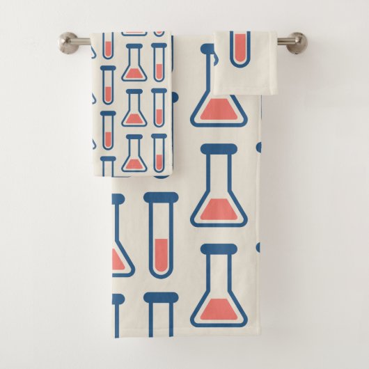 Beaker & Test Tube Science Geëerd Patroon Bad Handdoek (Insitu)