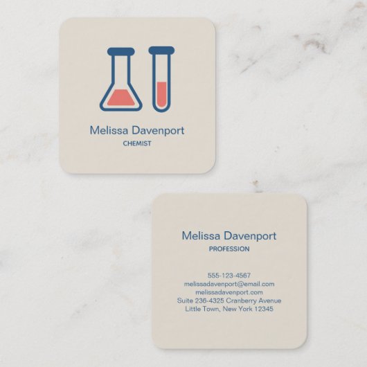 Beaker & Test Tube Science Geëerd Vierkante Visitekaartje (Voorkant / Achterkant)