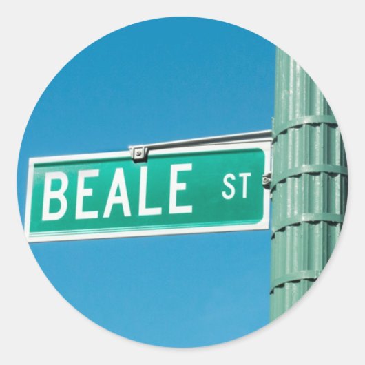 Beale Street teken Ronde Sticker (Voorkant)